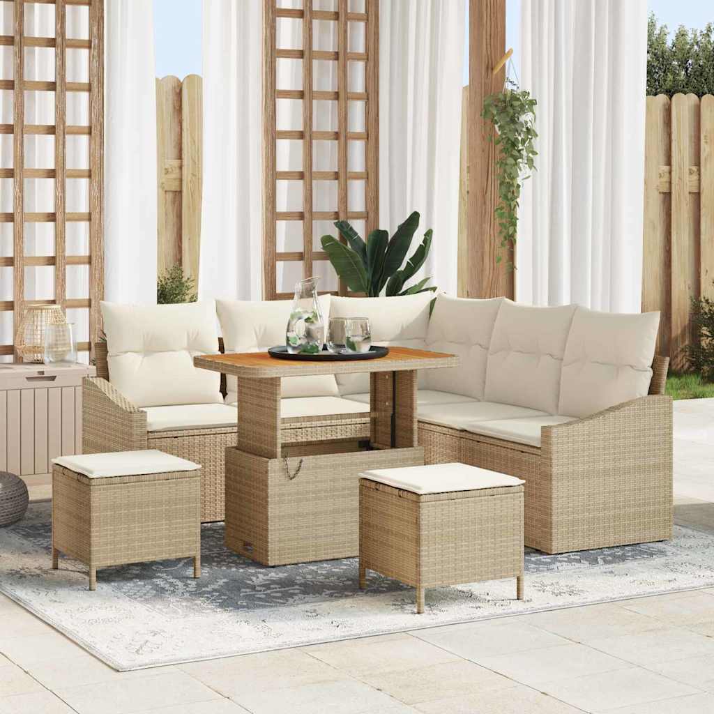 vidaXL Garten-Sofa-Set mit Kissen 8 pcs Schwarz Poly Rattan