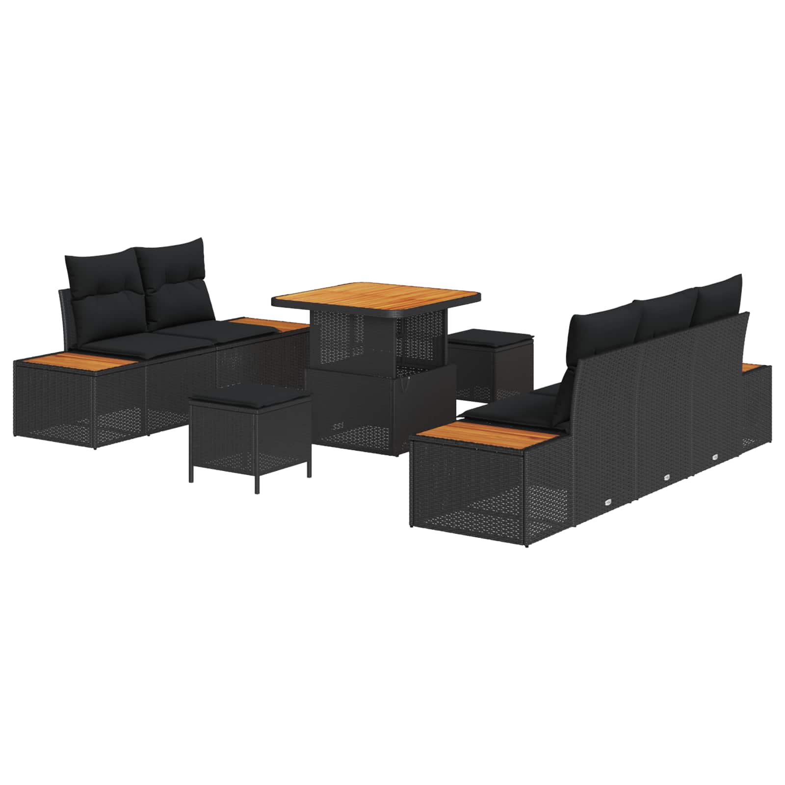 vidaXL Gartensofa-set 8 pcs Schwarz Poly-Rattan