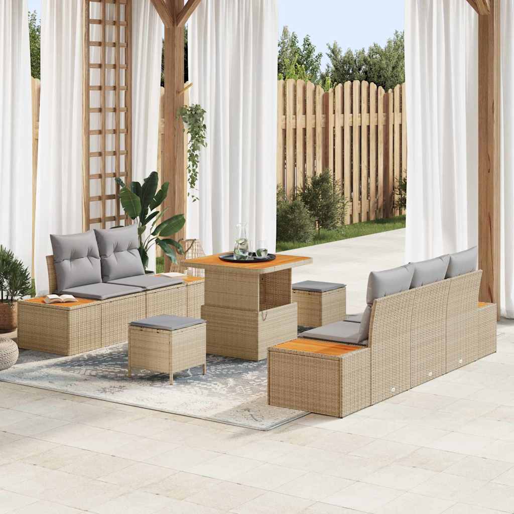 vidaXL Gartensofa-set 8 pcs Schwarz Poly-Rattan