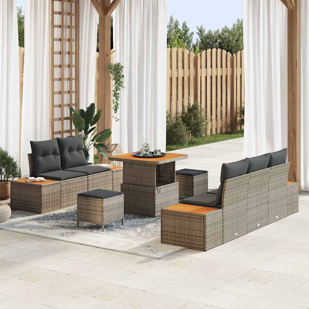 vidaXL Gartensofa-set 8 pcs Schwarz Poly-Rattan