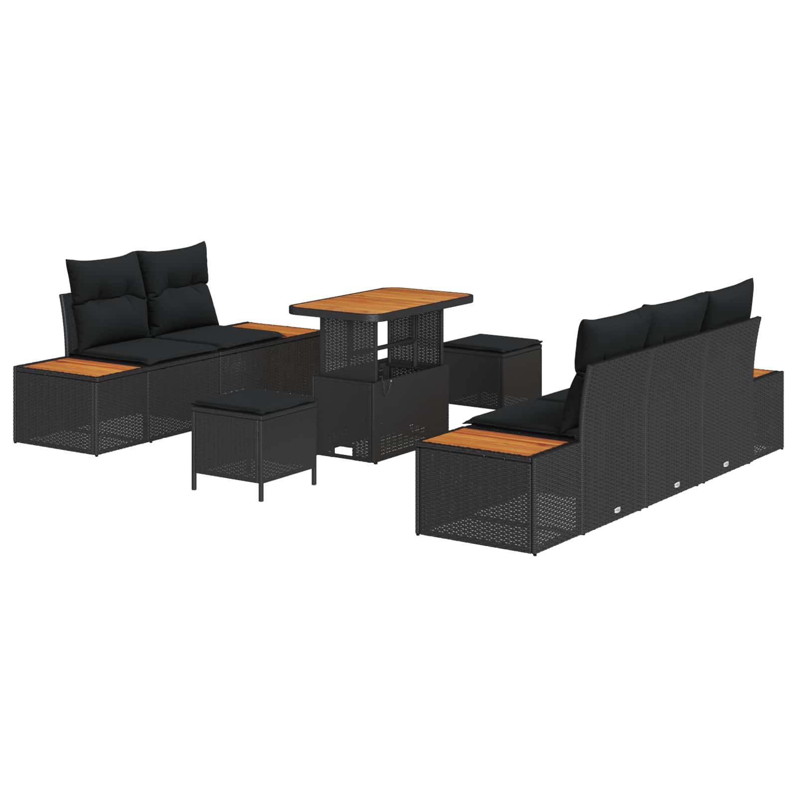 vidaXL Gartensofa-set 8 pcs Schwarz Poly-Rattan