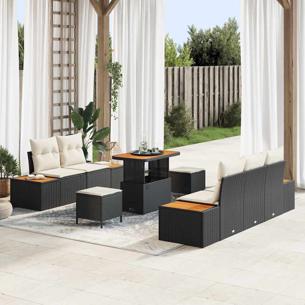 vidaXL Gartensofa-set 8 pcs Schwarz Poly-Rattan