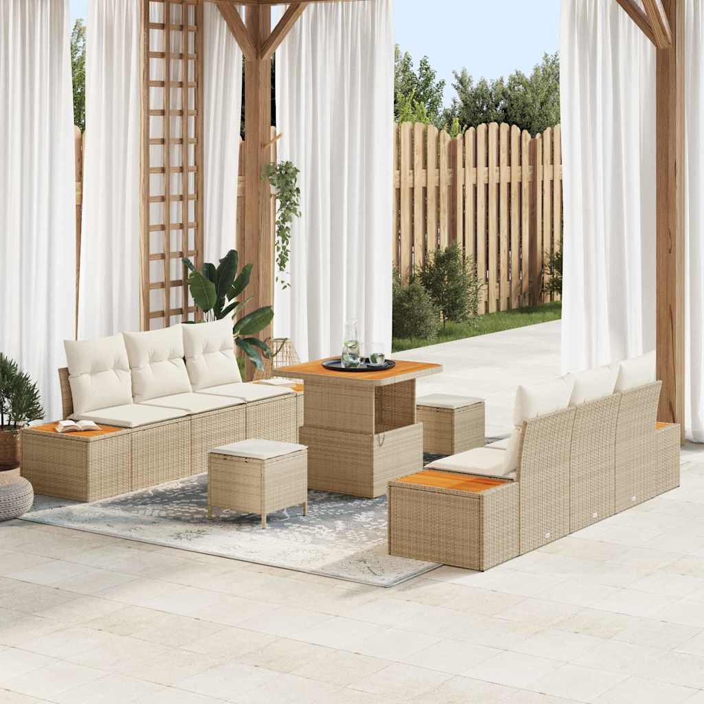 vidaXL Gartensofa-set 9 pcs Schwarz Poly-Rattan