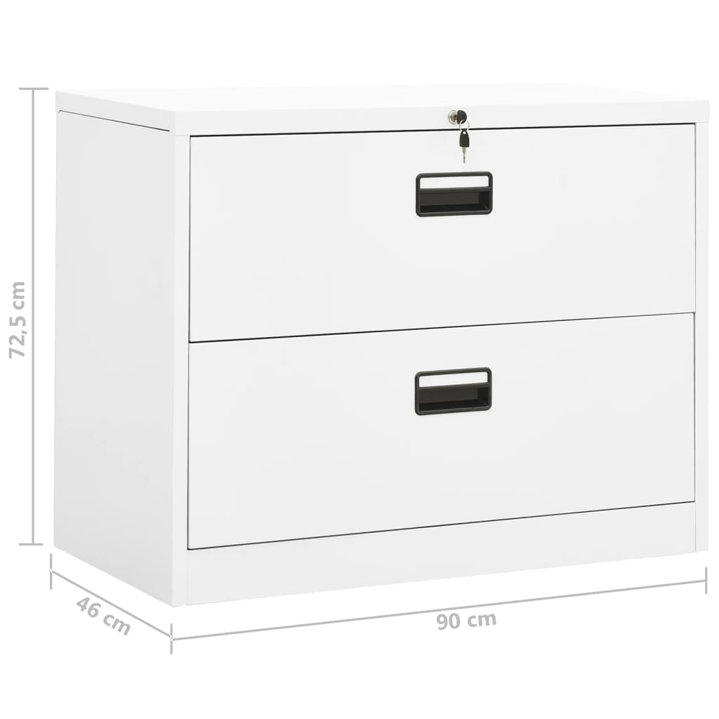 vidaXL Aktenschrank Weiß 90x46x72,5 cm Stahl