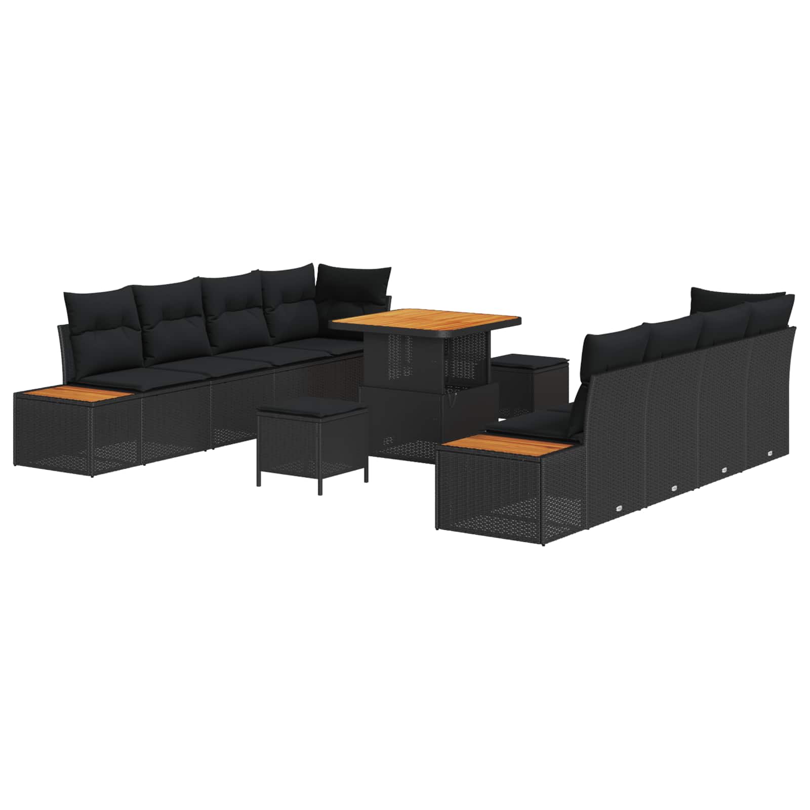 vidaXL Gartensofa-set 11 pcs Schwarz Poly-Rattan