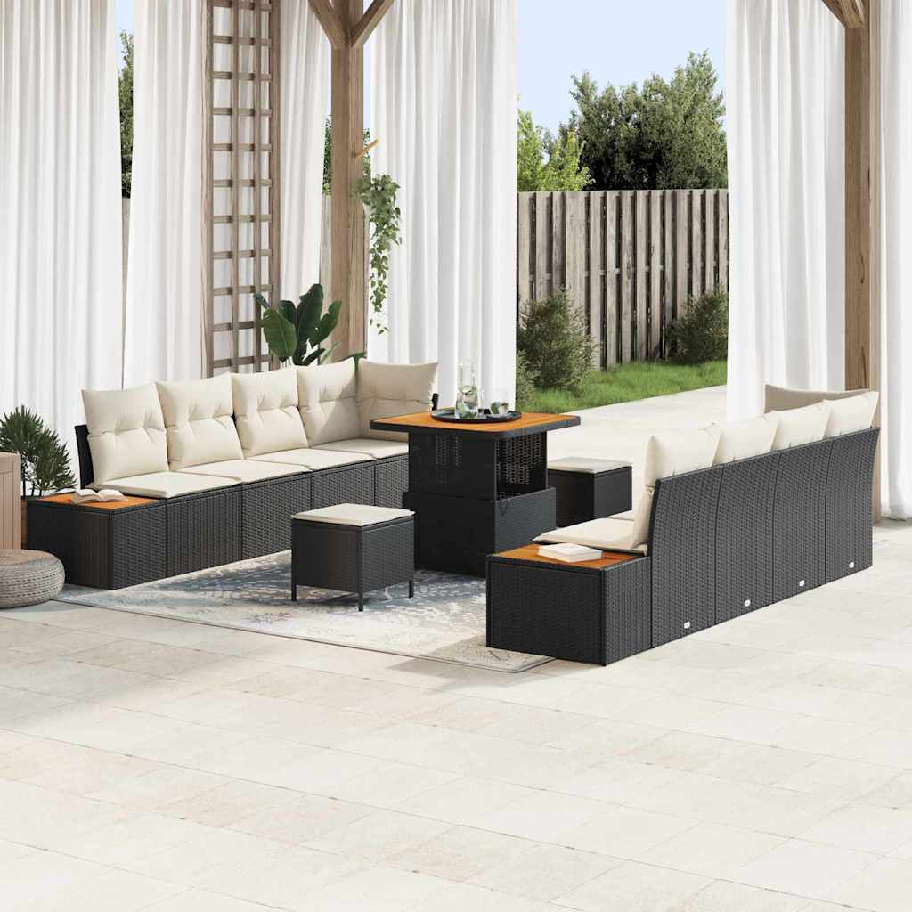 vidaXL Gartensofa-set 11 pcs Schwarz Poly-Rattan