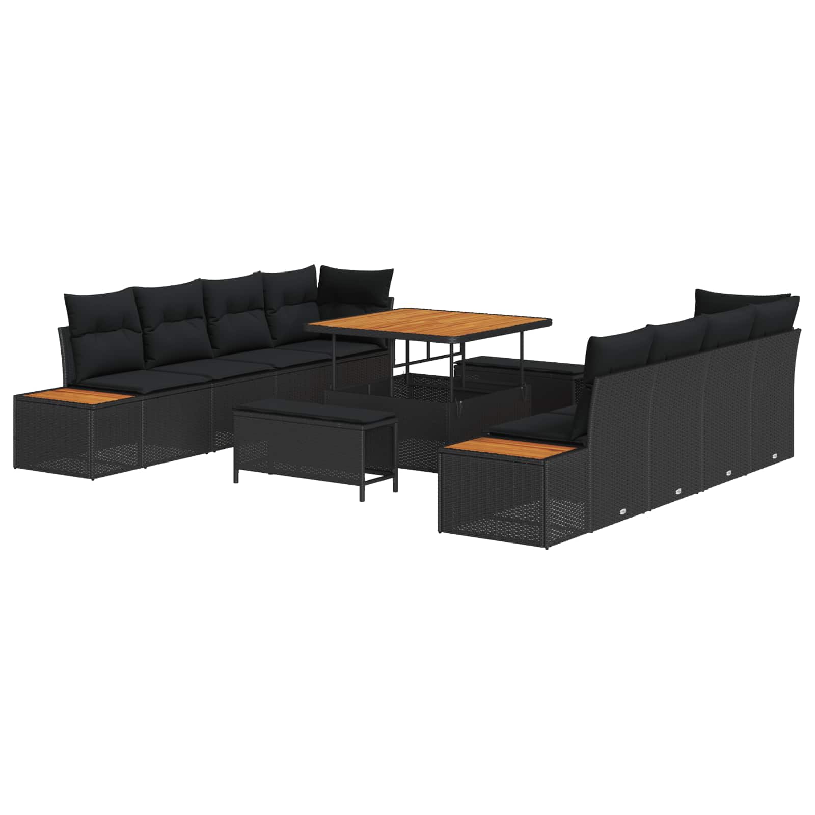 vidaXL Gartensofa-set 11 pcs Schwarz Poly-Rattan