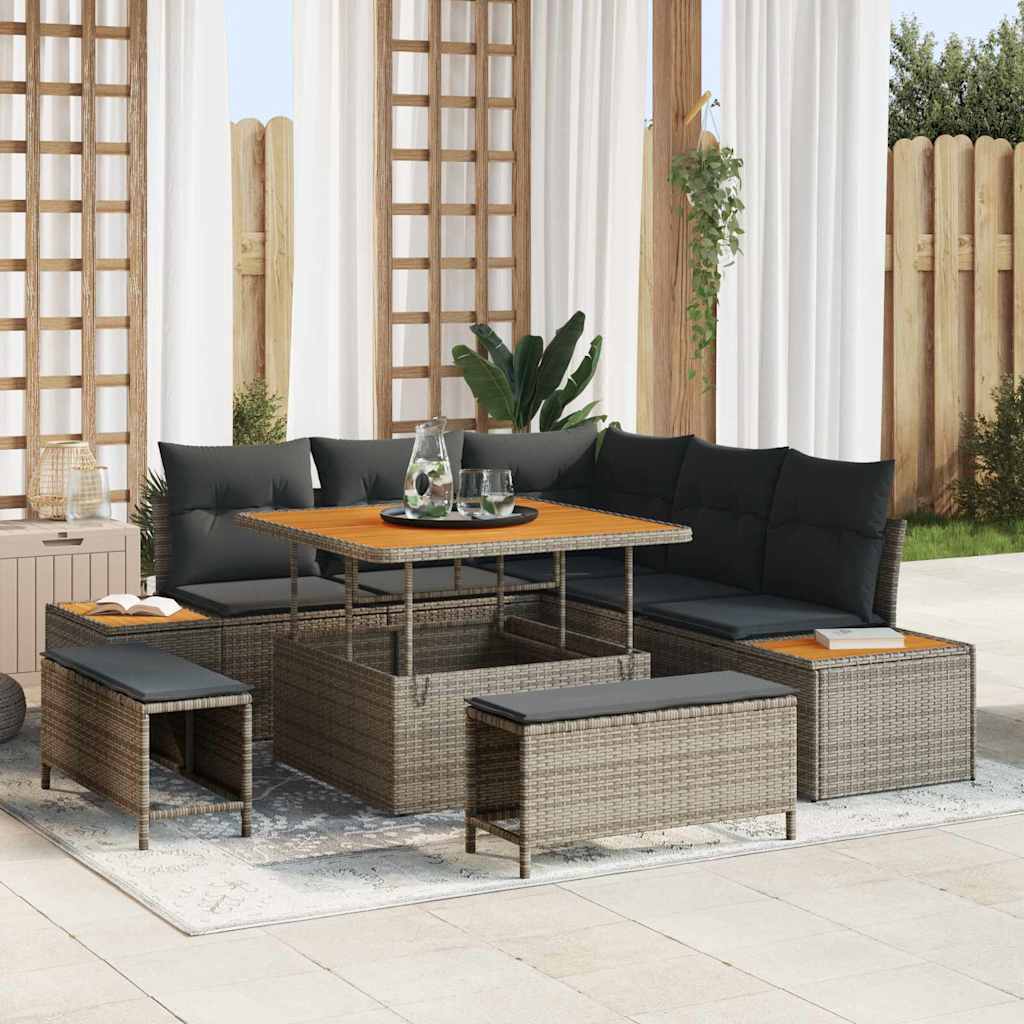 vidaXL Gartensofa-set 8 pcs Schwarz Poly-Rattan
