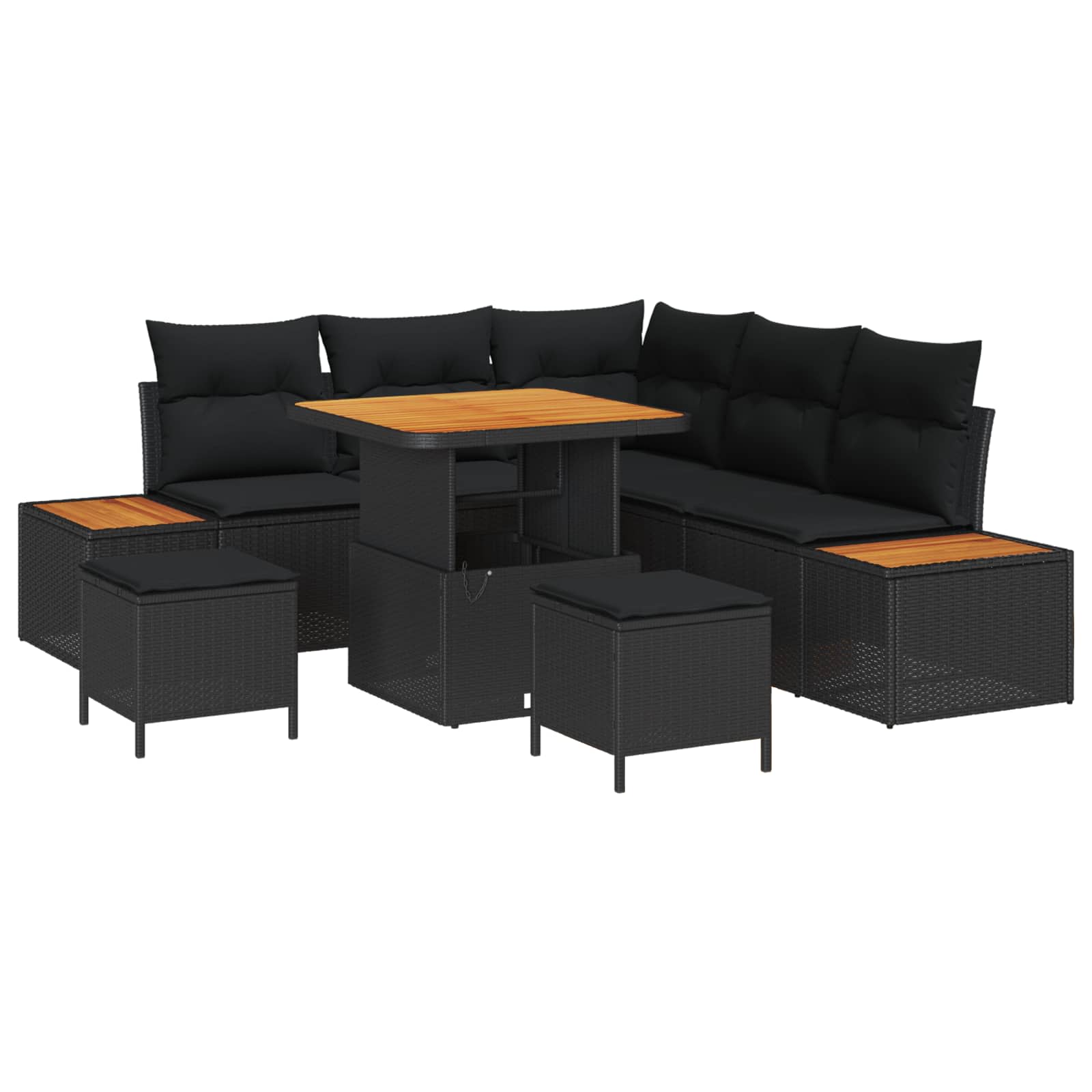 vidaXL Gartensofa-set 8 pcs Schwarz Poly-Rattan