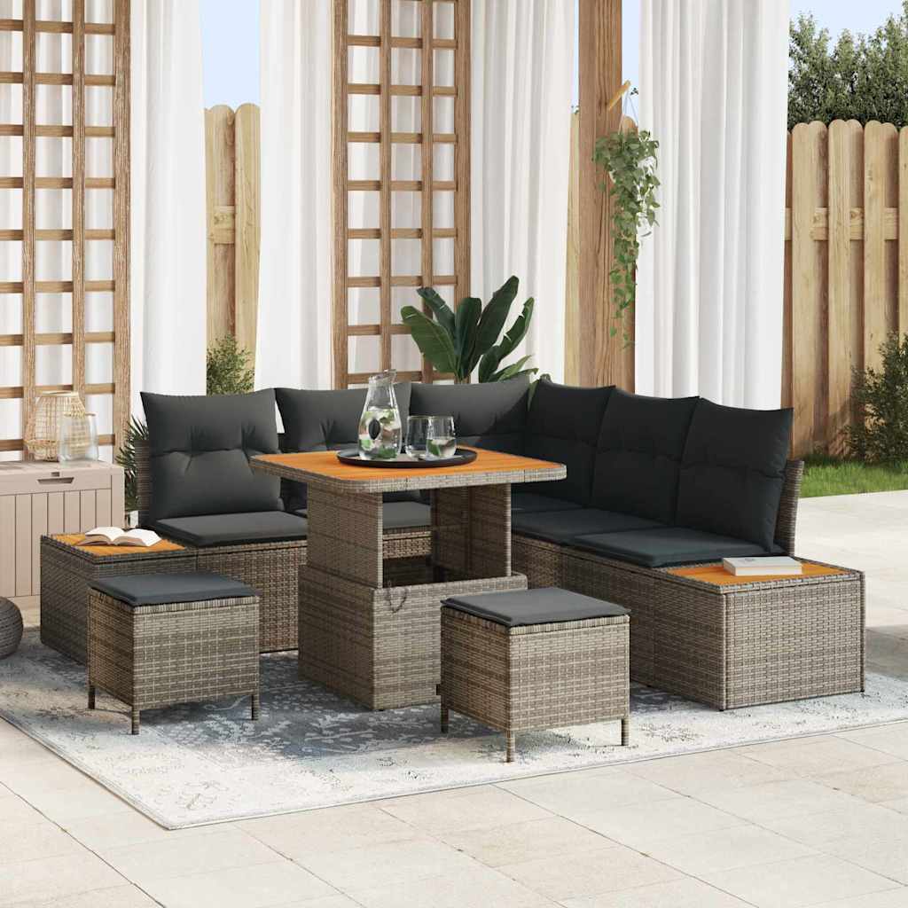 vidaXL Gartensofa-set 8 pcs Schwarz Poly-Rattan