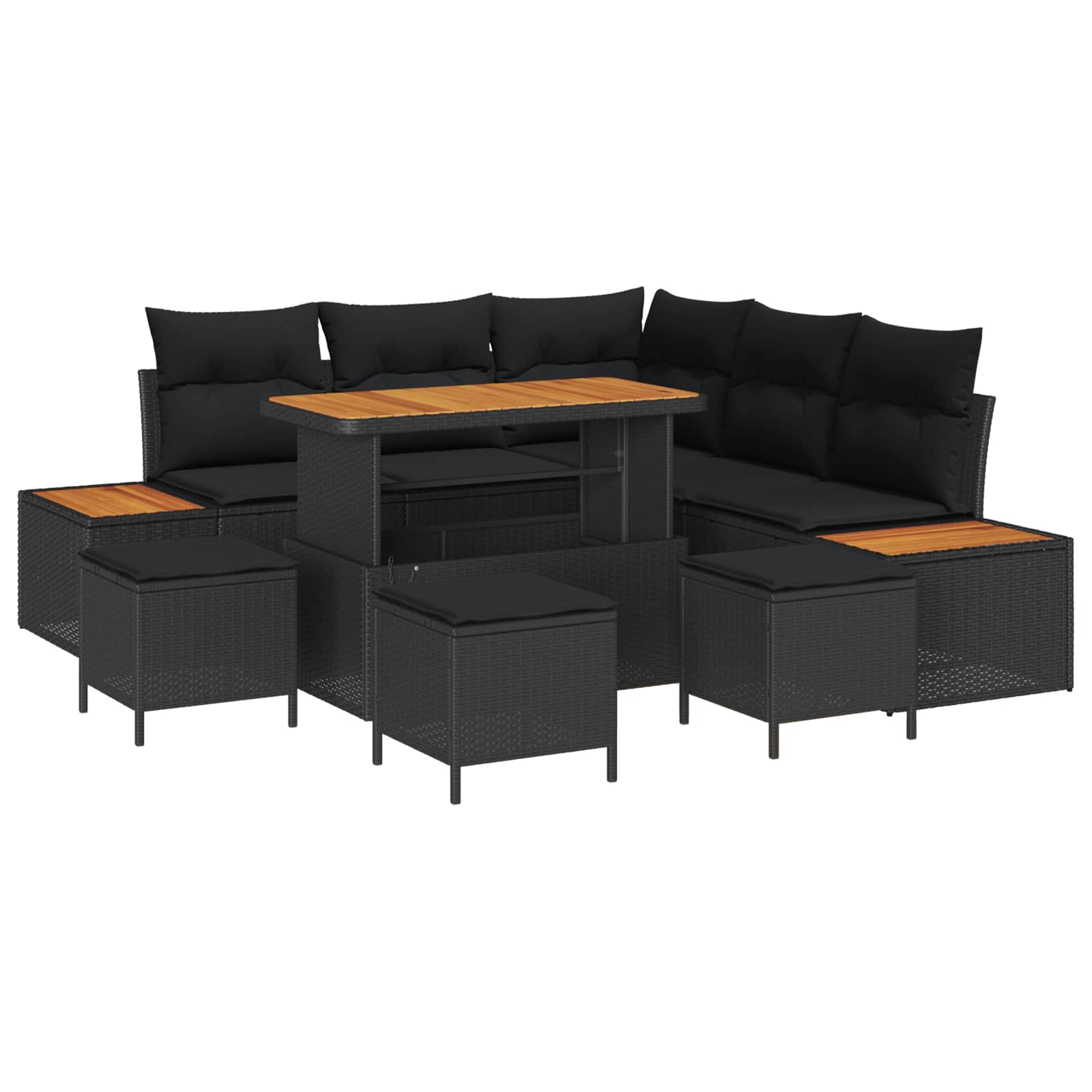 vidaXL Gartensofa-set 8 pcs Schwarz Poly-Rattan