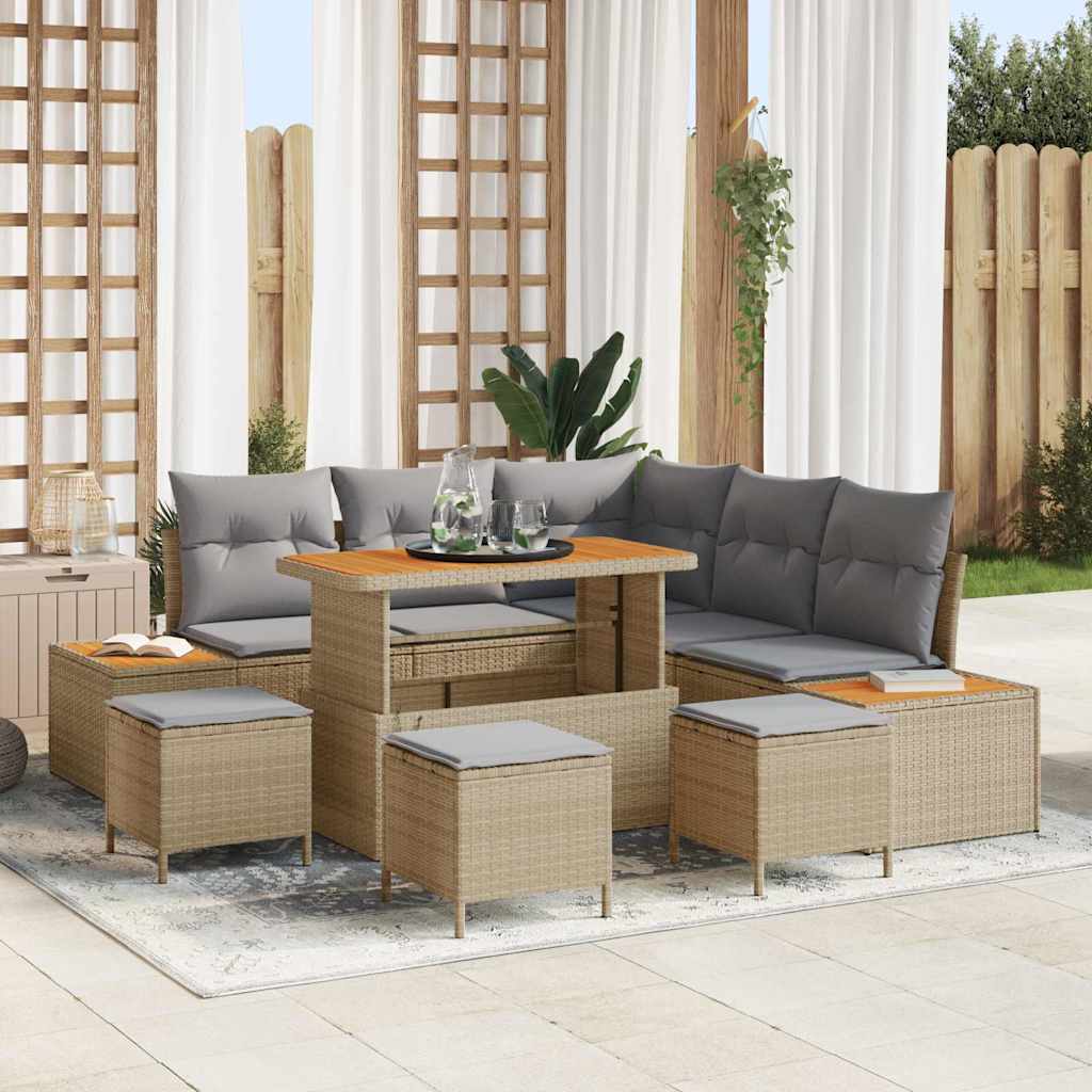 vidaXL Gartensofa-set 8 pcs Schwarz Poly-Rattan