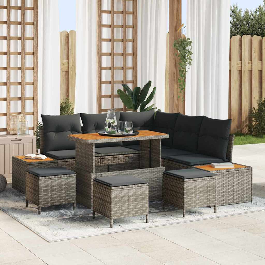 vidaXL Gartensofa-set 8 pcs Schwarz Poly-Rattan