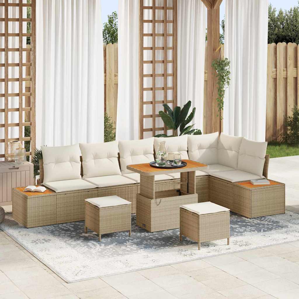 vidaXL Gartensofa-set 9 pcs Schwarz Poly-Rattan
