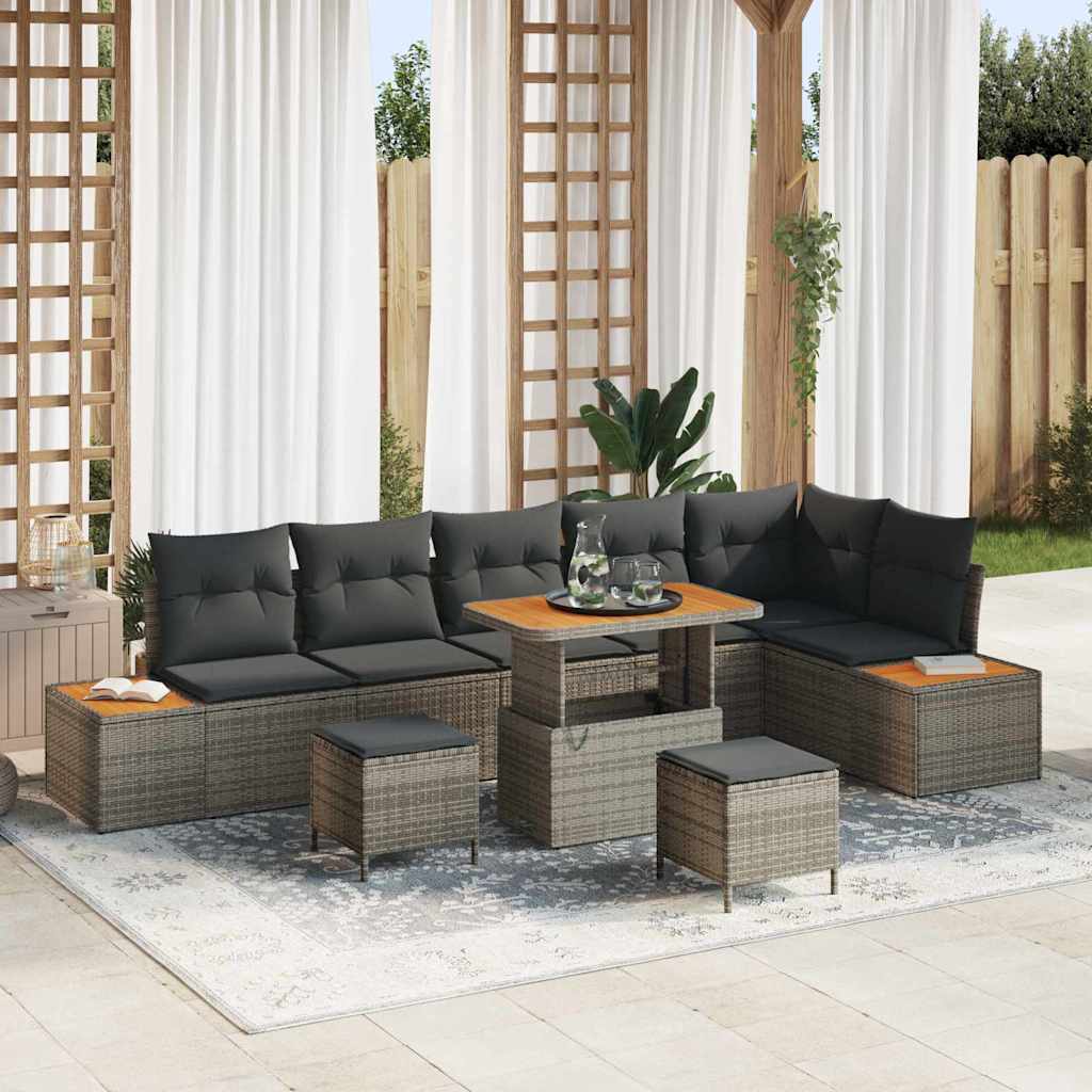 vidaXL Gartensofa-set 9 pcs Schwarz Poly-Rattan