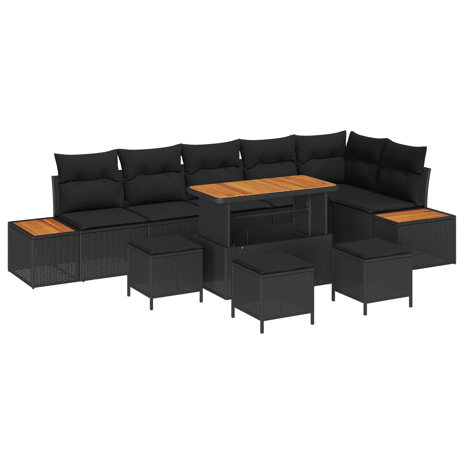 vidaXL Gartensofa-set 9 pcs Schwarz Poly-Rattan
