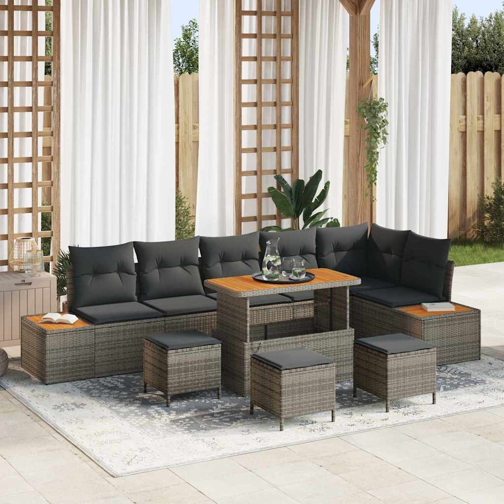 vidaXL Gartensofa-set 9 pcs Schwarz Poly-Rattan