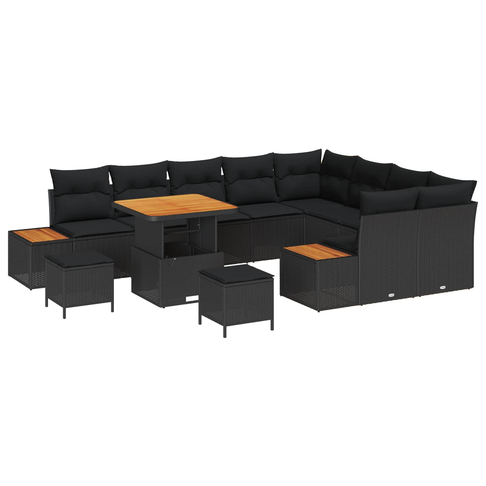 vidaXL Gartensofa-set 12 pcs Schwarz Poly-Rattan