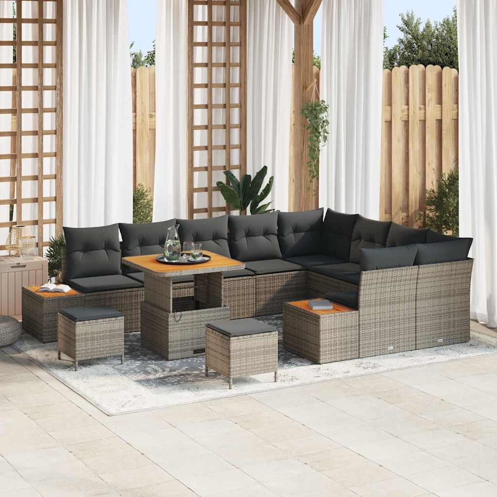 vidaXL Gartensofa-set 12 pcs Schwarz Poly-Rattan