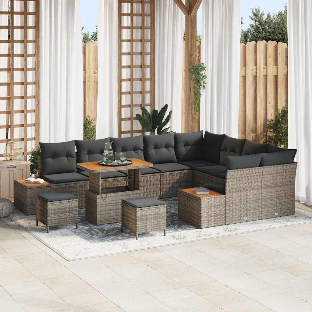 vidaXL Gartensofa-set 12 pcs Schwarz Poly-Rattan