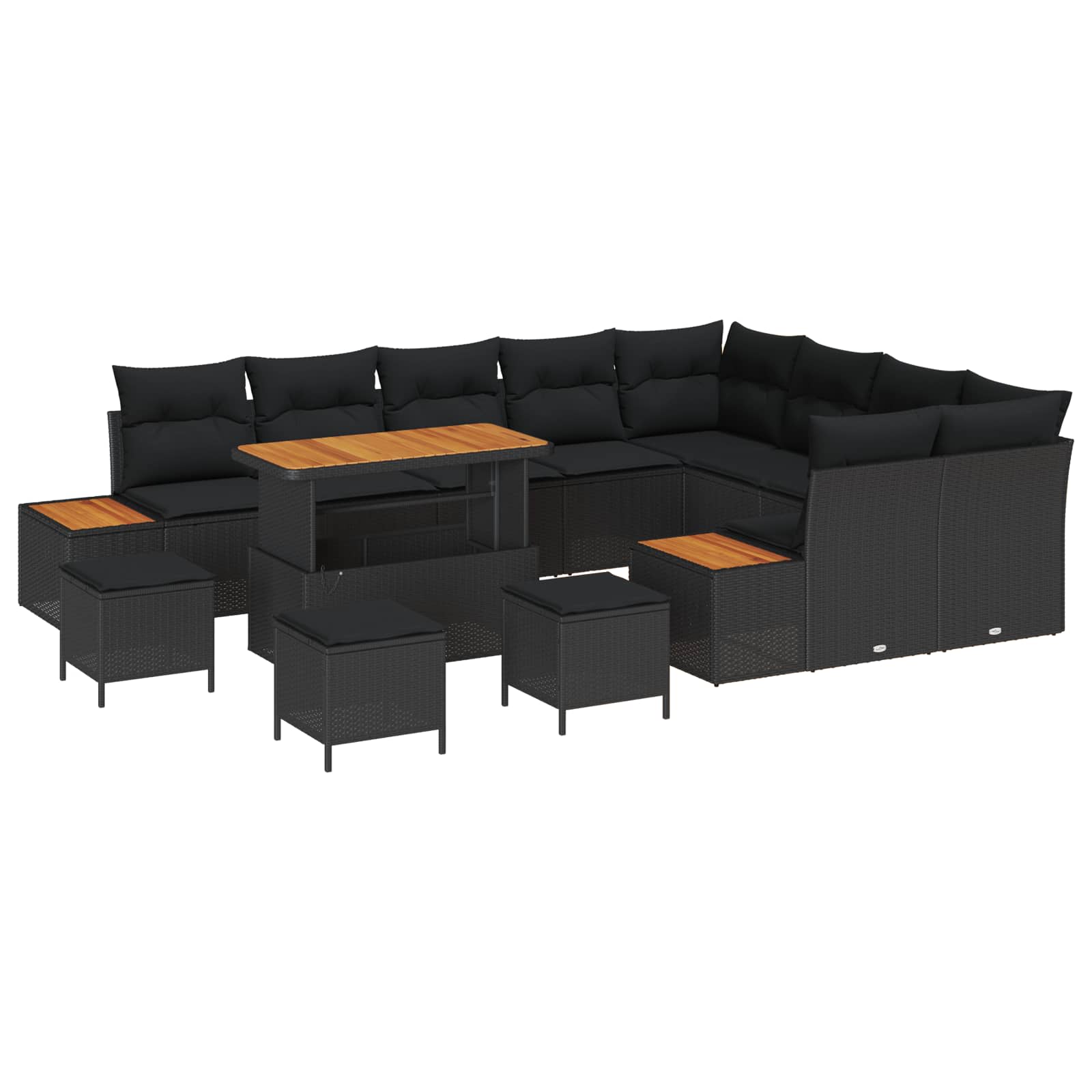 vidaXL Gartensofa-set 12 pcs Schwarz Poly-Rattan