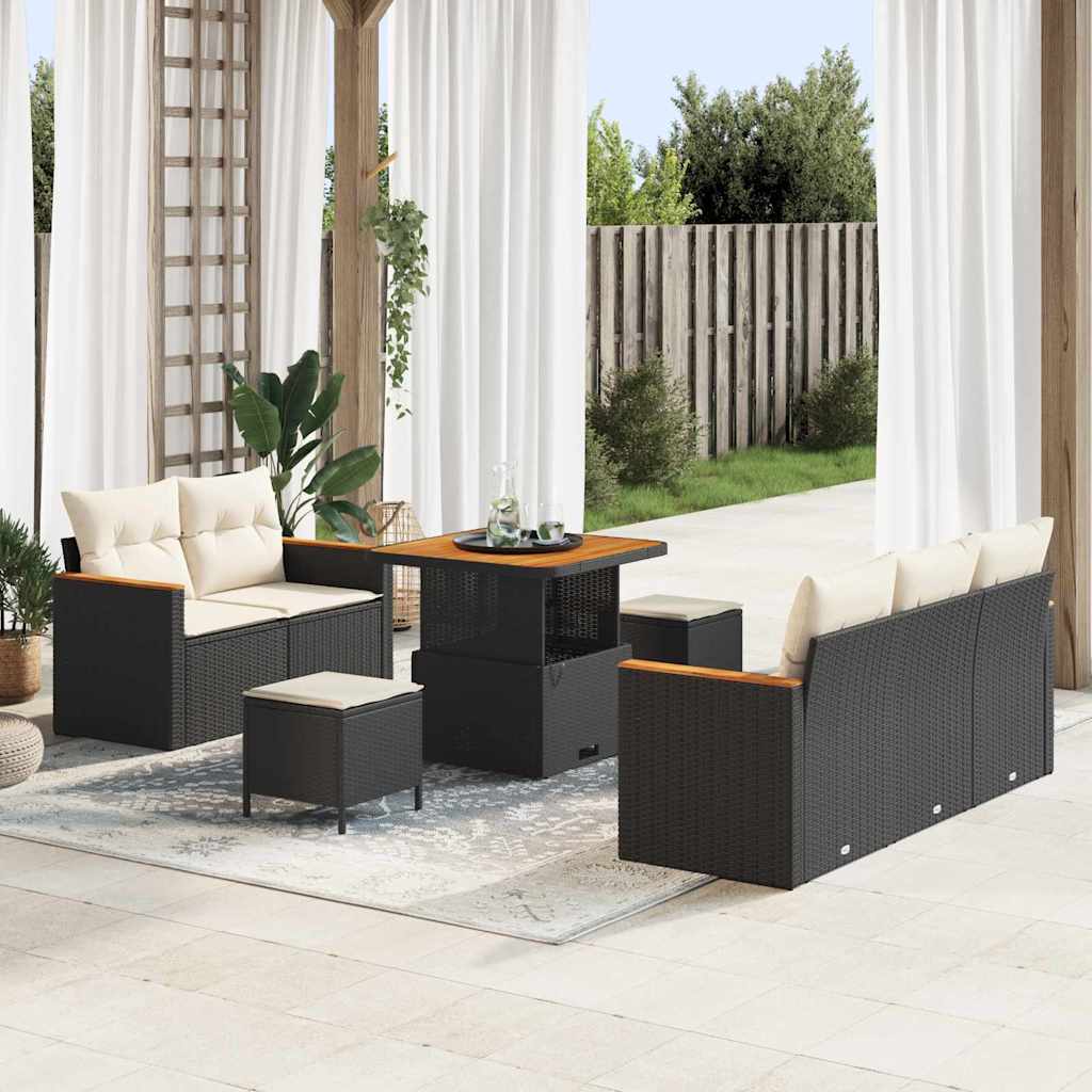 vidaXL Gartensofa-set 8 pcs Schwarz Poly-Rattan