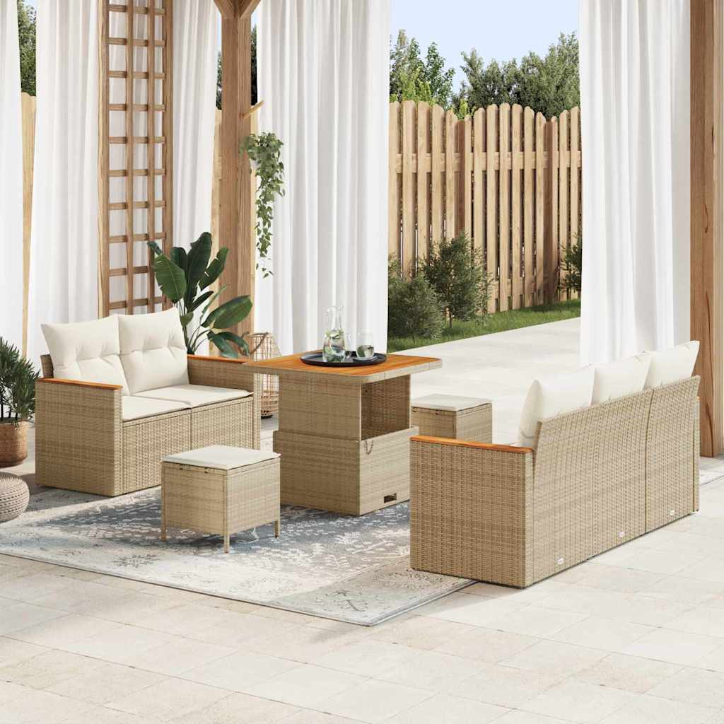vidaXL Gartensofa-set 8 pcs Schwarz Poly-Rattan