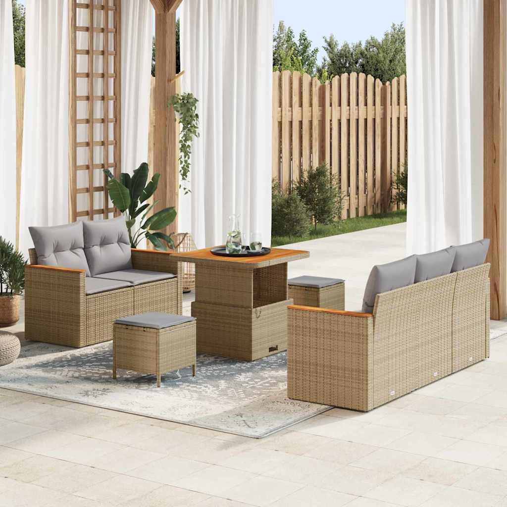 vidaXL Gartensofa-set 8 pcs Schwarz Poly-Rattan