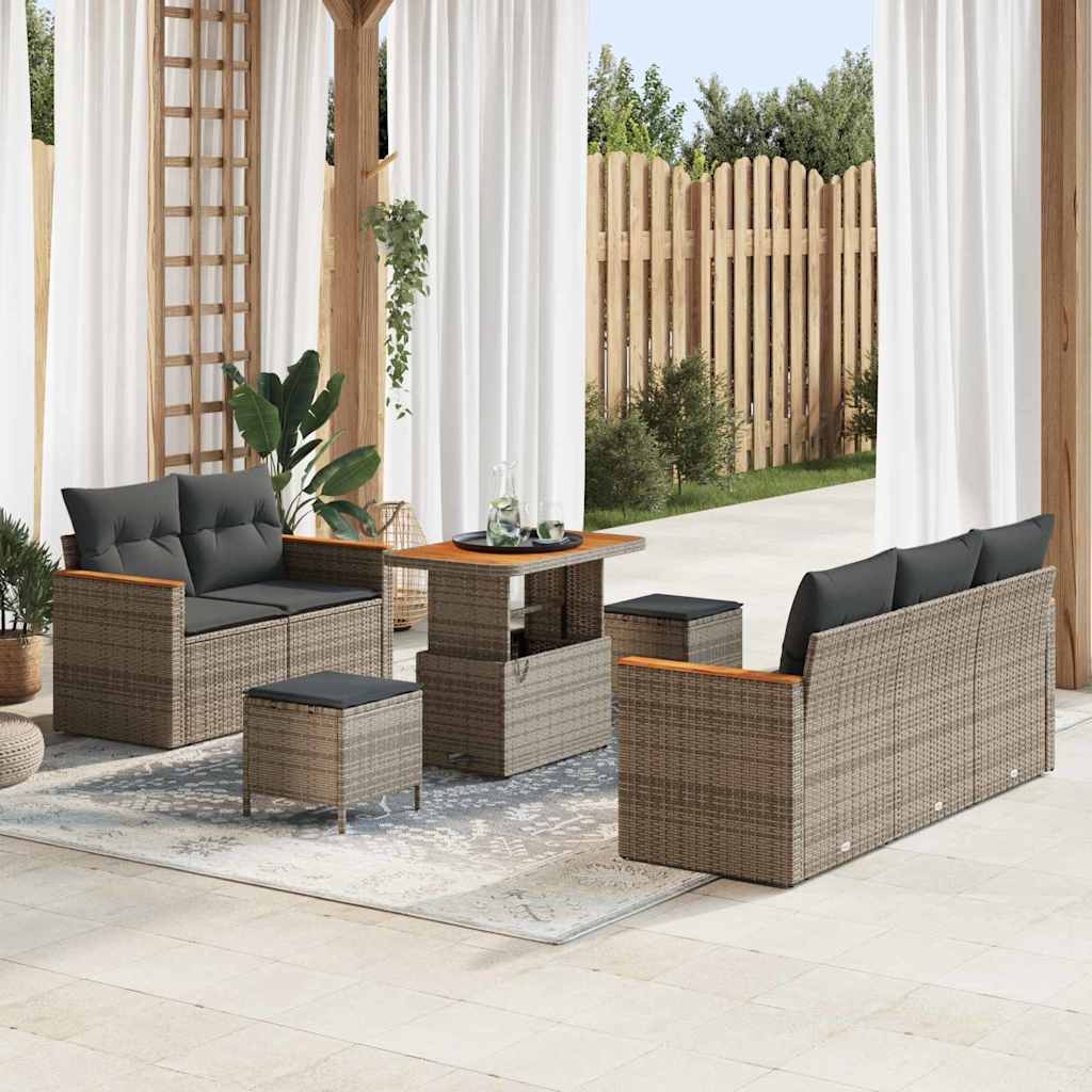 vidaXL Gartensofa-set 8 pcs Schwarz Poly-Rattan