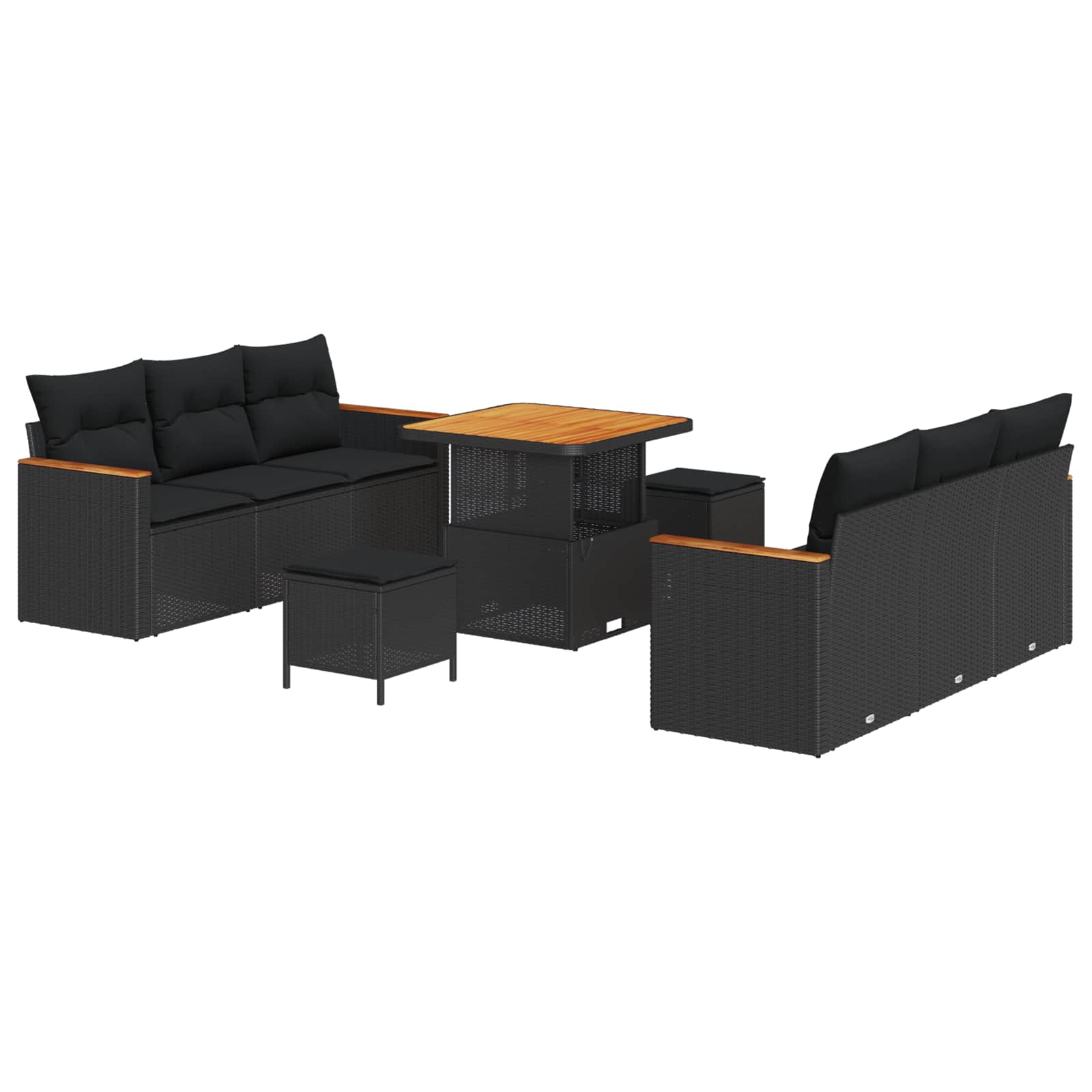 vidaXL Gartensofa-set 9 pcs Schwarz Poly-Rattan
