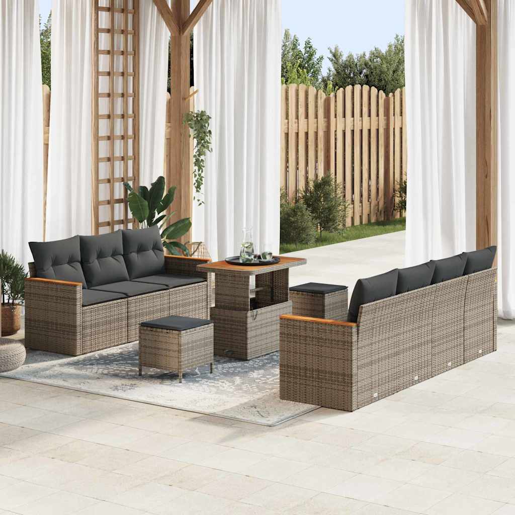vidaXL Gartensofa-set 10 pcs Schwarz Poly-Rattan