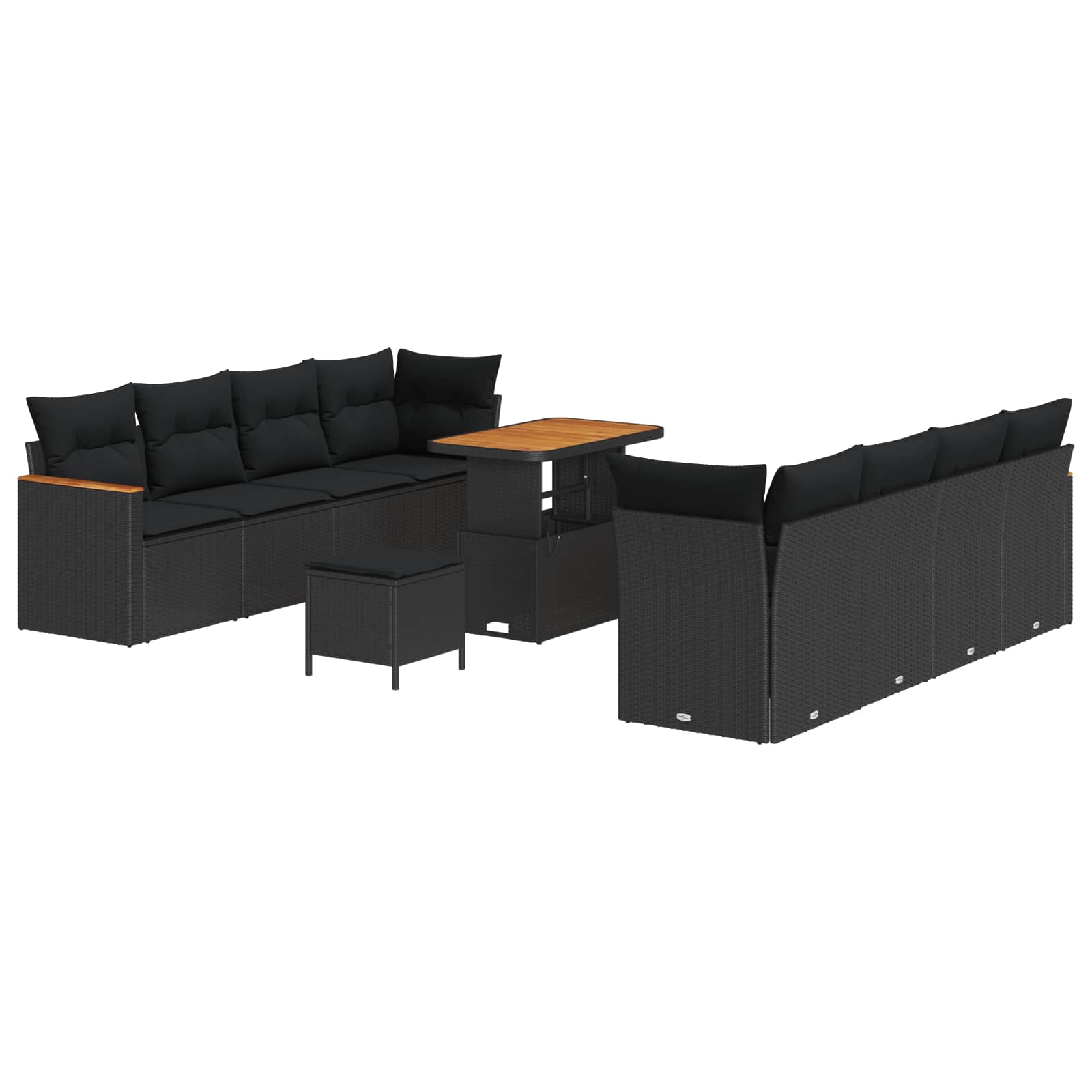 vidaXL Gartensofa-set 11 pcs Schwarz Poly-Rattan