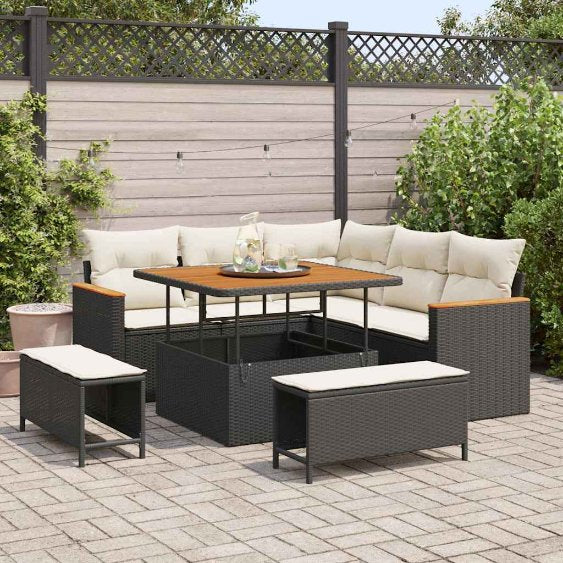 vidaXL Gartensofa-set 8 pcs Schwarz Poly-Rattan