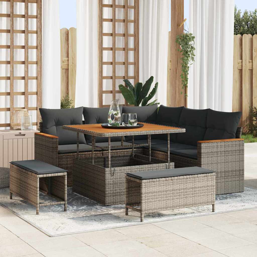 vidaXL Gartensofa-set 8 pcs Schwarz Poly-Rattan