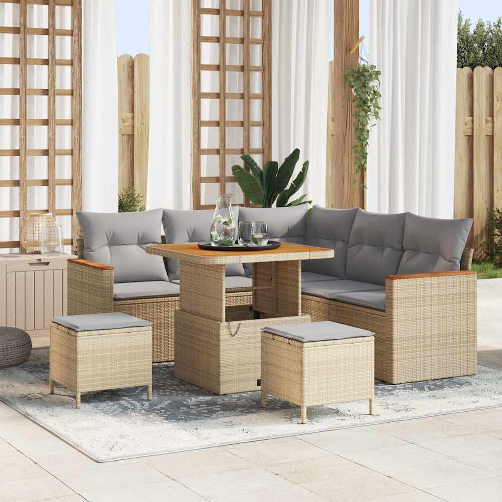 vidaXL Gartensofa-set 8 pcs Schwarz Poly-Rattan