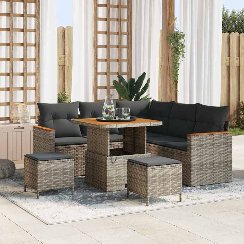 vidaXL Gartensofa-set 8 pcs Schwarz Poly-Rattan