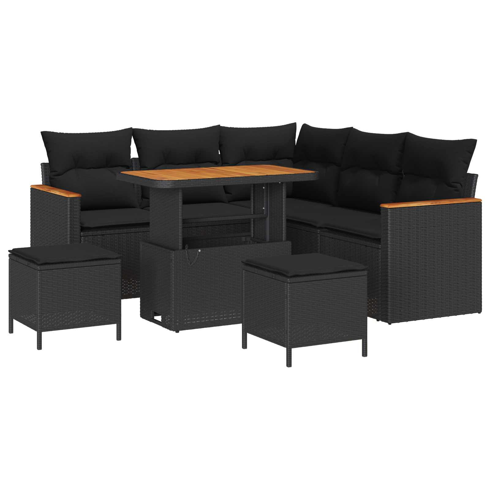 vidaXL Gartensofa-set 8 pcs Schwarz Poly-Rattan