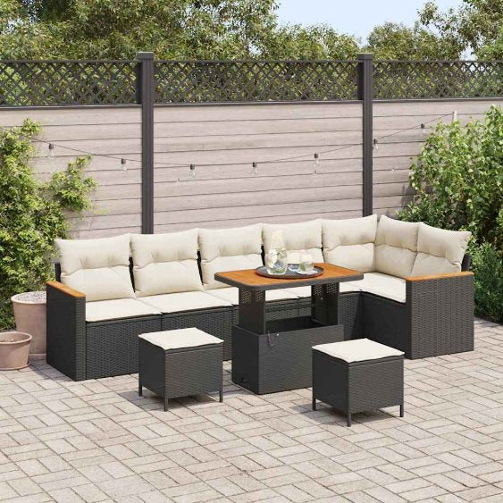 vidaXL Gartensofa-set 9 pcs Schwarz Poly-Rattan