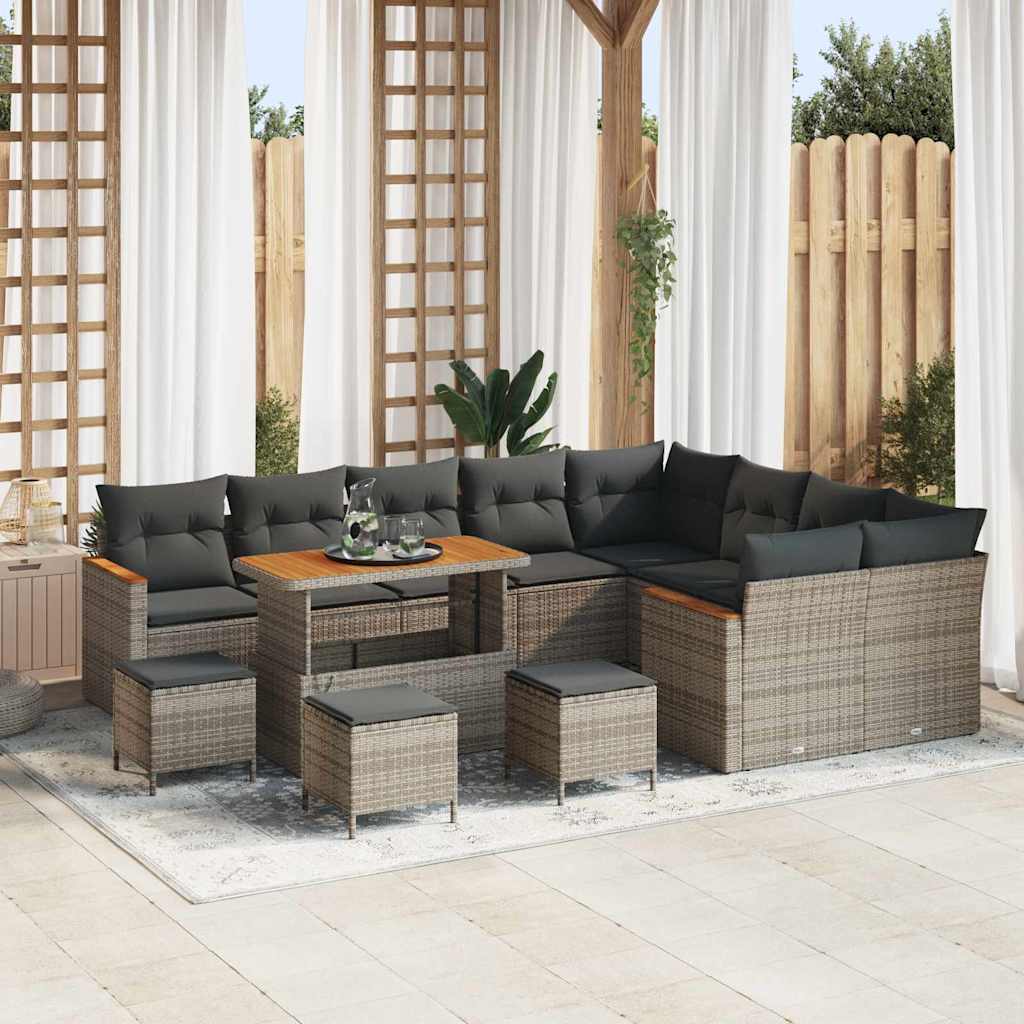 vidaXL Gartensofa-set 12 pcs Schwarz Poly-Rattan