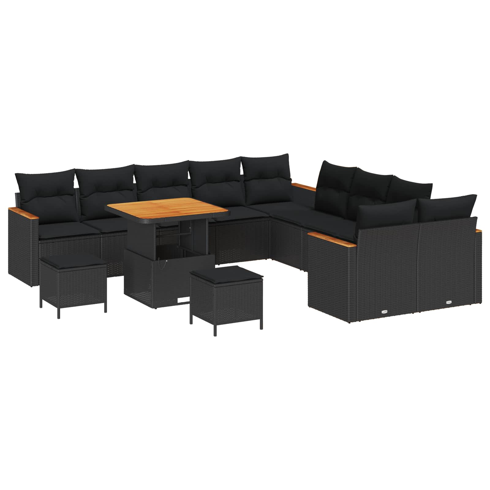 vidaXL Gartensofa-set 13 pcs Schwarz Poly-Rattan