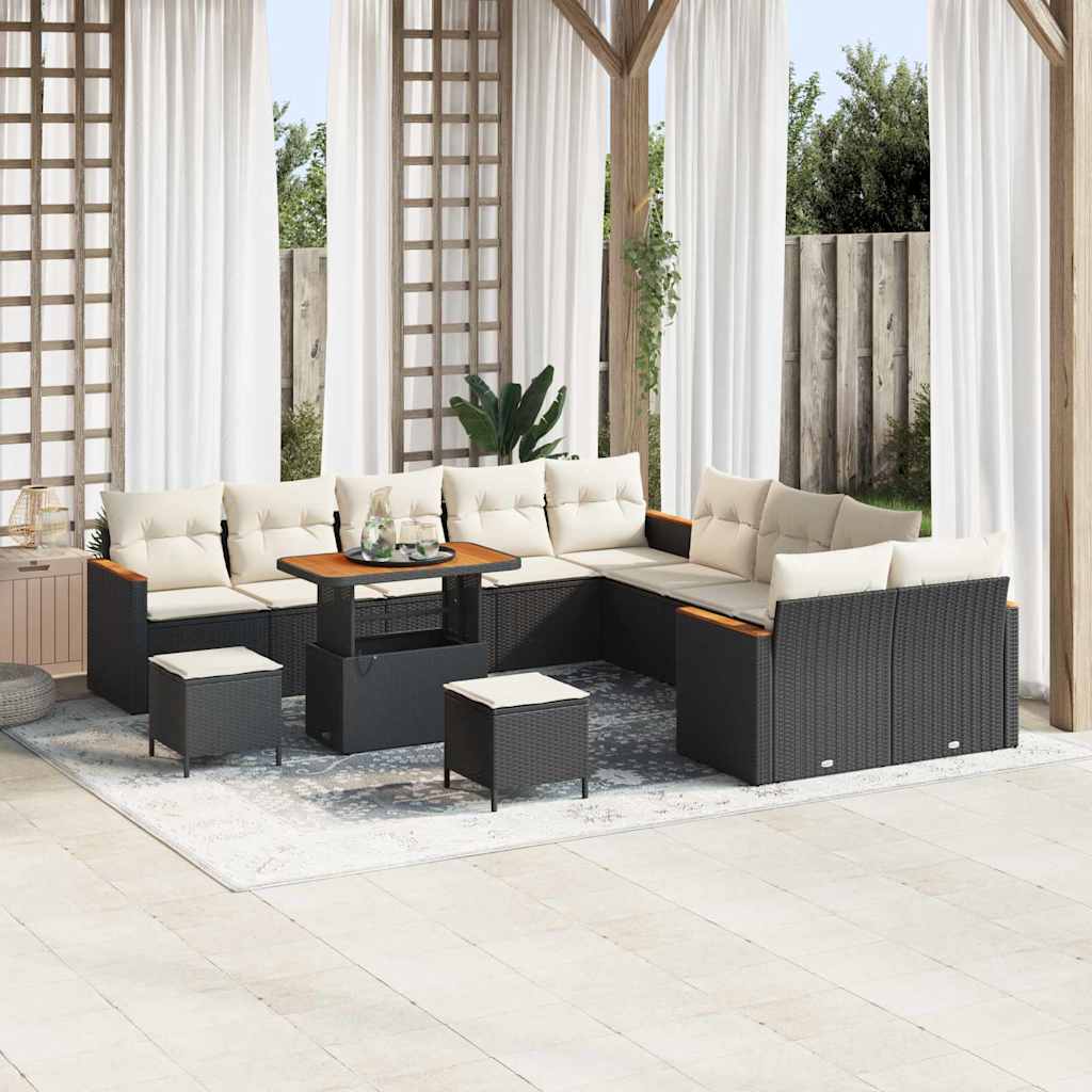 vidaXL Gartensofa-set 13 pcs Schwarz Poly-Rattan