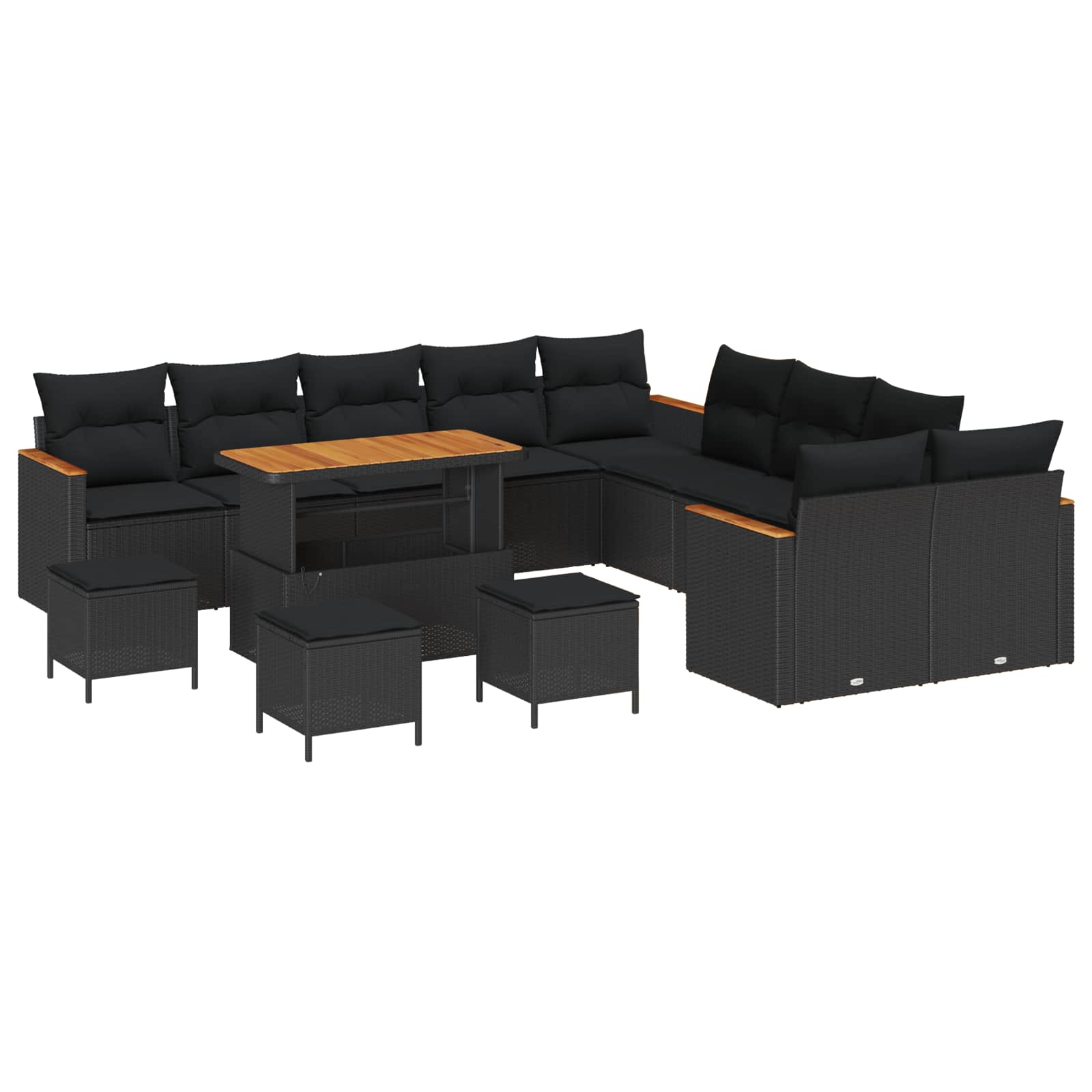 vidaXL Gartensofa-set 13 pcs Schwarz Poly-Rattan