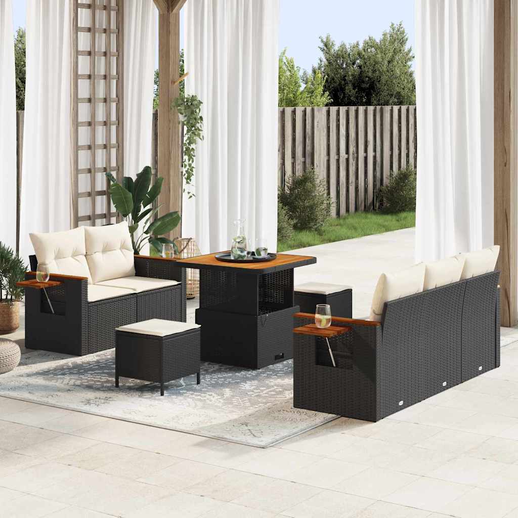 vidaXL Gartensofa-set mit Kissen 8 pcs Schwarz