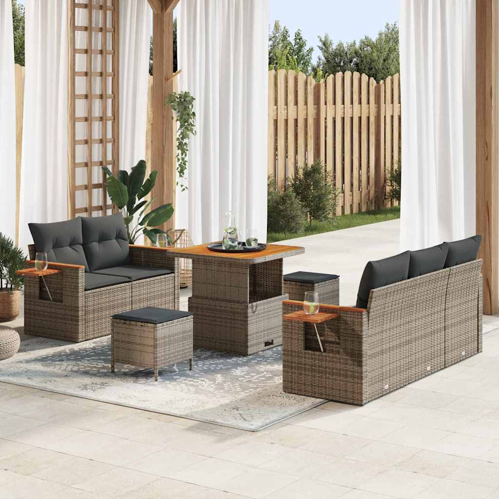 vidaXL Gartensofa-set mit Kissen 8 pcs Schwarz