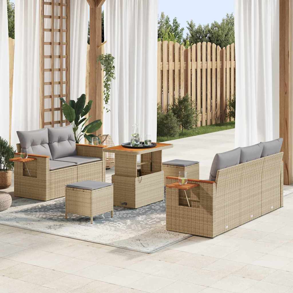vidaXL Gartensofa-set mit Kissen 8 pcs Schwarz