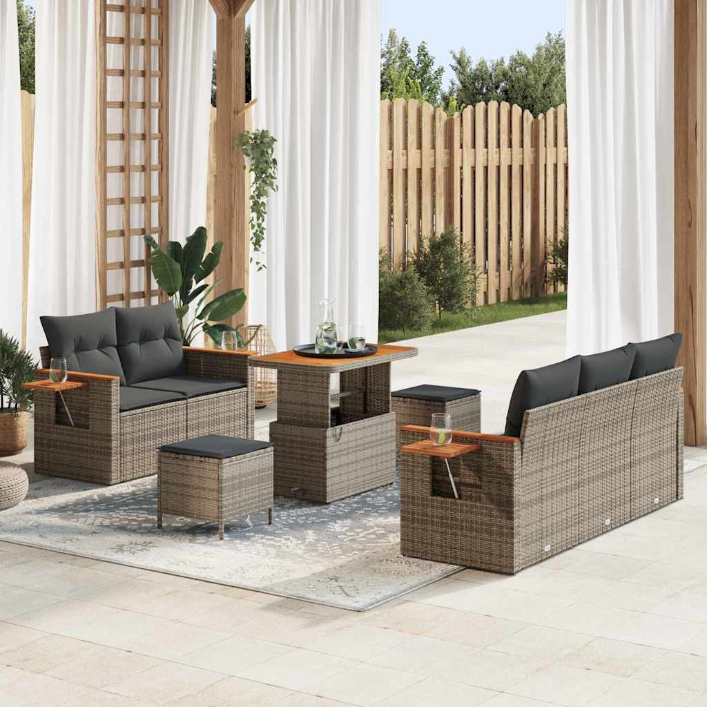 vidaXL Gartensofa-set mit Kissen 8 pcs Schwarz