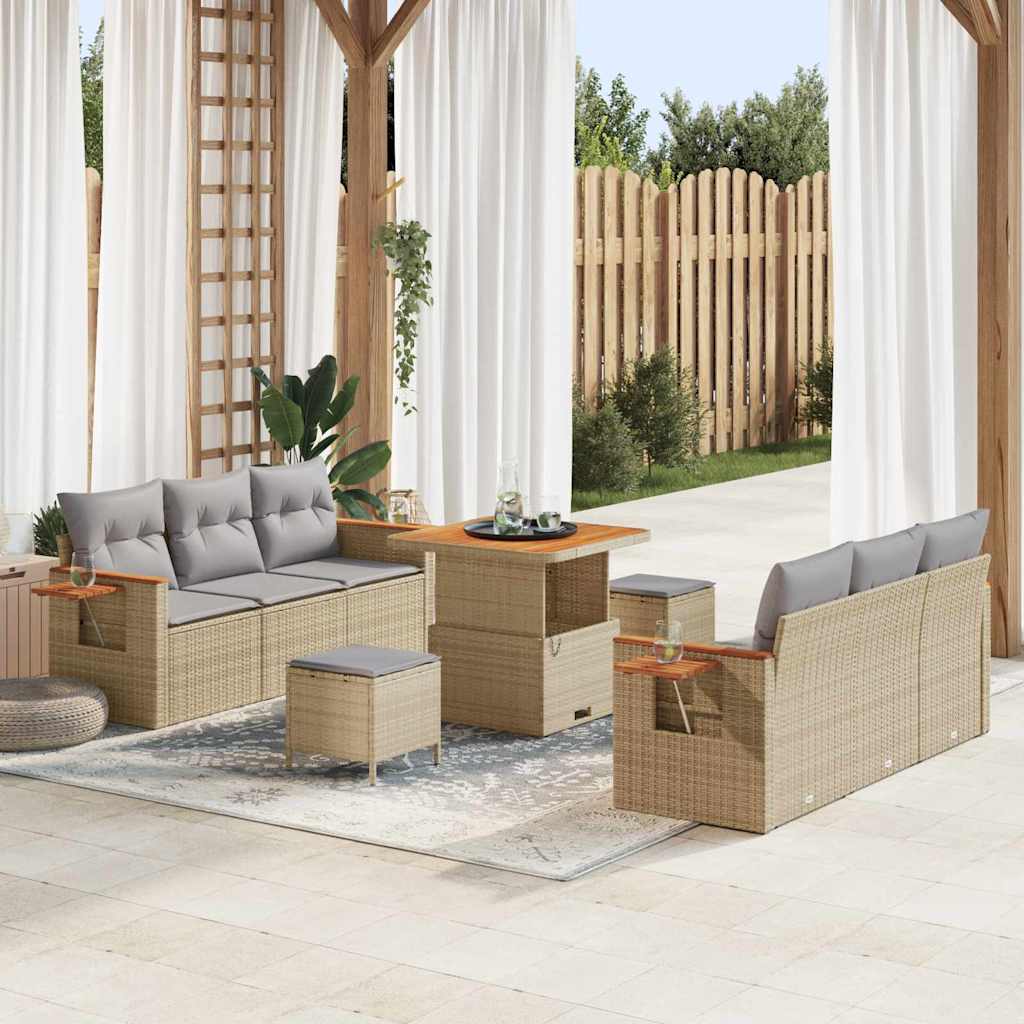 vidaXL Gartensofa-set mit Kissen 9 pcs Schwarz