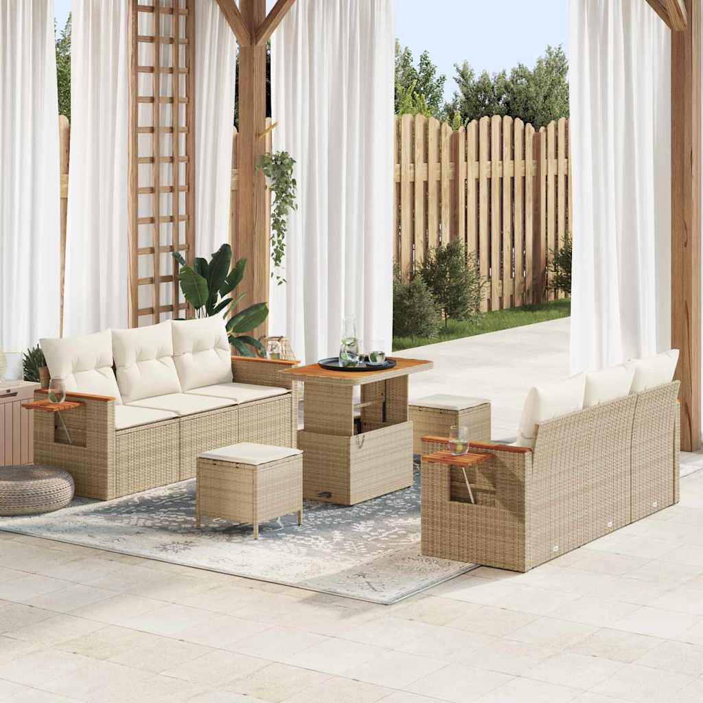 vidaXL Gartensofa-set mit Kissen 9 pcs Schwarz
