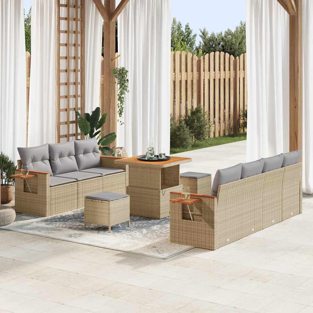 vidaXL Gartensofa-set mit Kissen 10 pcs Schwarz