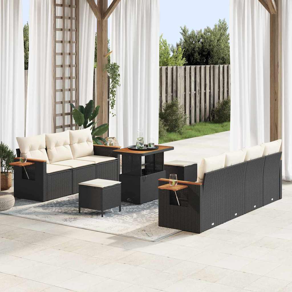 vidaXL Gartensofa-set mit Kissen 10 pcs Schwarz